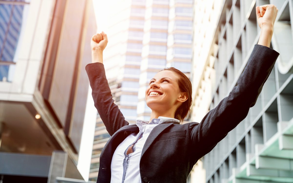 Portrait of business woman smiling outdoor